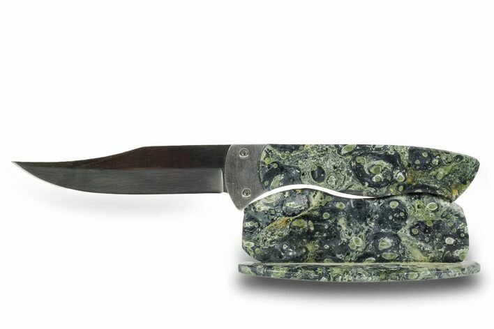Knife with Kambaba Jasper Inlays & Base - Hand-Crafted In Utah #370845